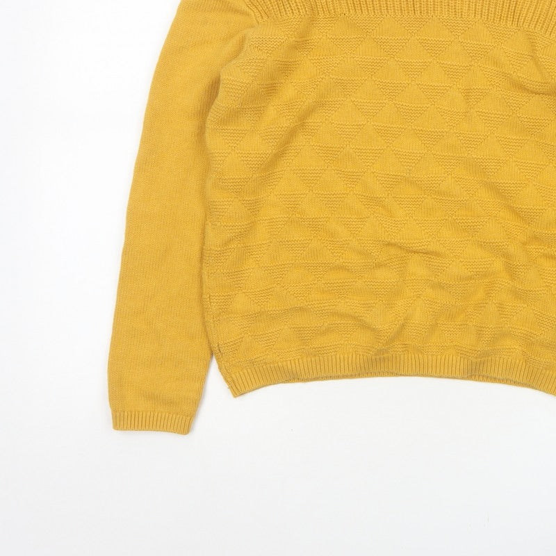 Seasalt Cornwall Women Yellow UK 10 Cotton Geometric Boat Neck Jumper
