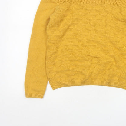 Seasalt Cornwall Women Yellow UK 10 Cotton Geometric Boat Neck Jumper