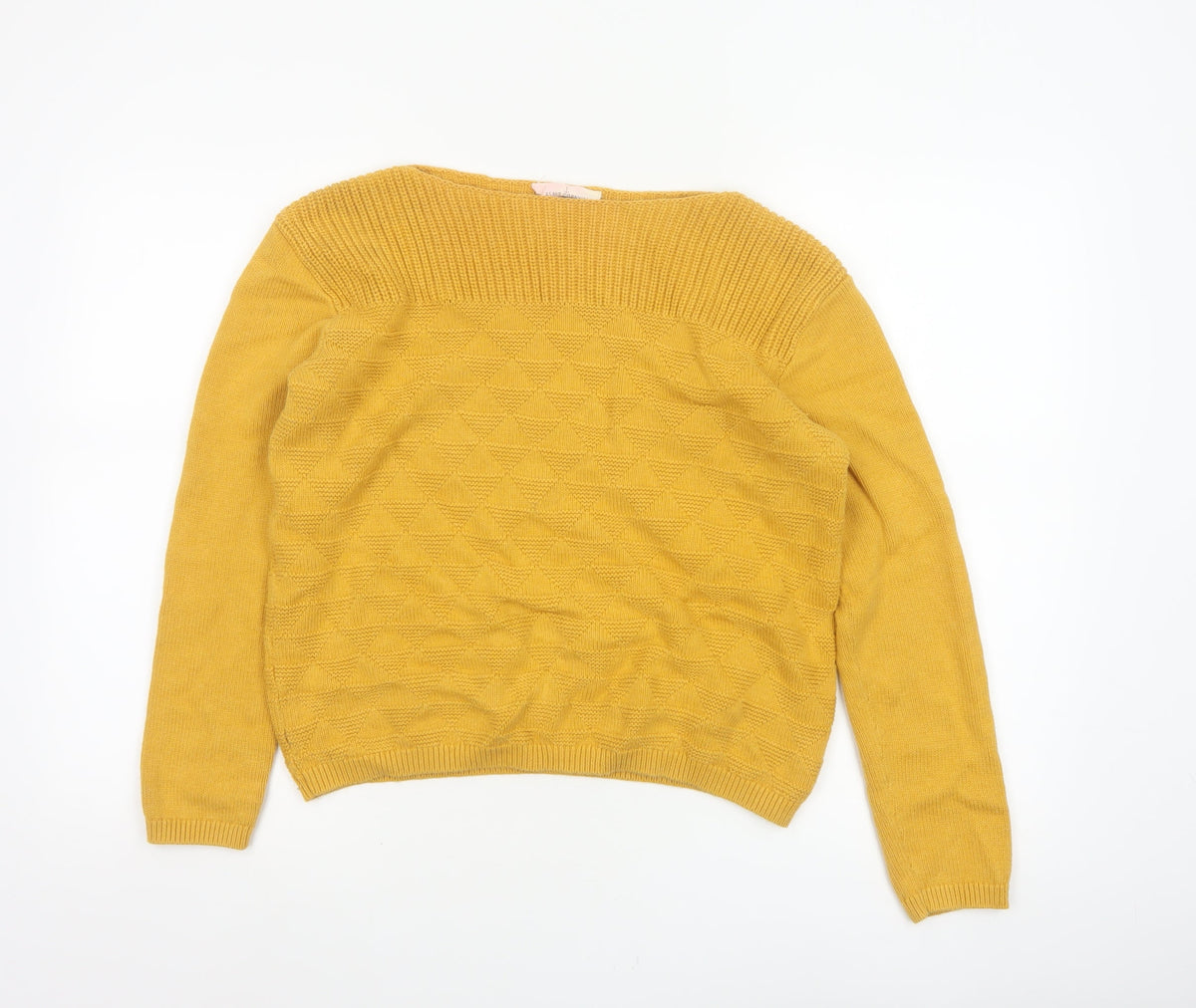 Seasalt Cornwall Women Yellow UK 10 Cotton Geometric Boat Neck Jumper