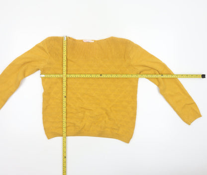 Seasalt Cornwall Women Yellow UK 10 Cotton Geometric Boat Neck Jumper