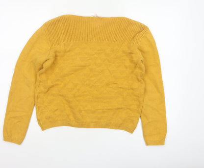 Seasalt Cornwall Women Yellow UK 10 Cotton Geometric Boat Neck Jumper
