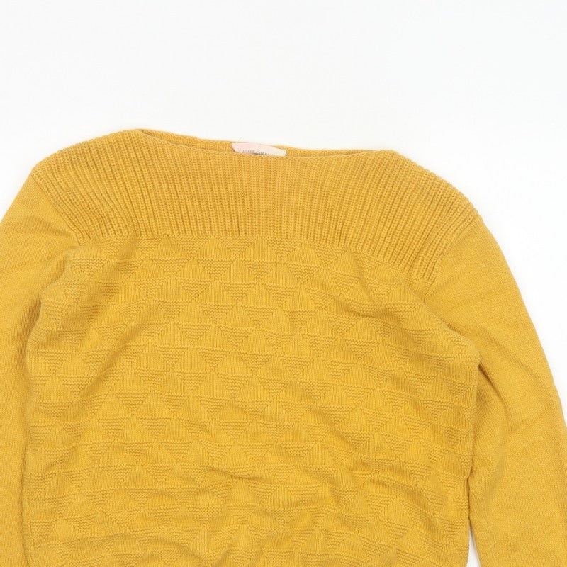 Seasalt Cornwall Women Yellow UK 10 Cotton Geometric Boat Neck Jumper