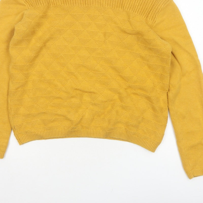 Seasalt Cornwall Women Yellow UK 10 Cotton Geometric Boat Neck Jumper