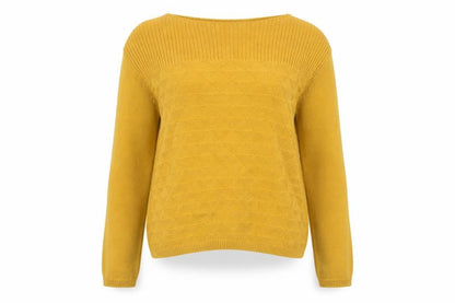 Seasalt Cornwall Women Yellow UK 10 Cotton Geometric Boat Neck Jumper