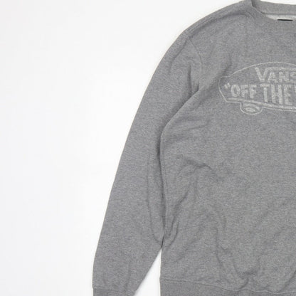 Vans Men’s Grey Small Pullover Crew Neck Logo Sweatshirt Fleece