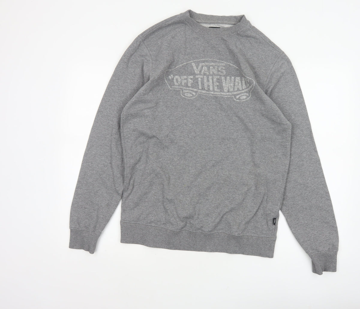 Vans Men’s Grey Small Pullover Crew Neck Logo Sweatshirt Fleece