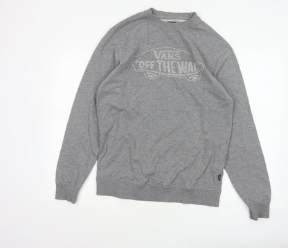 Vans Men’s Grey Small Pullover Crew Neck Logo Sweatshirt Fleece