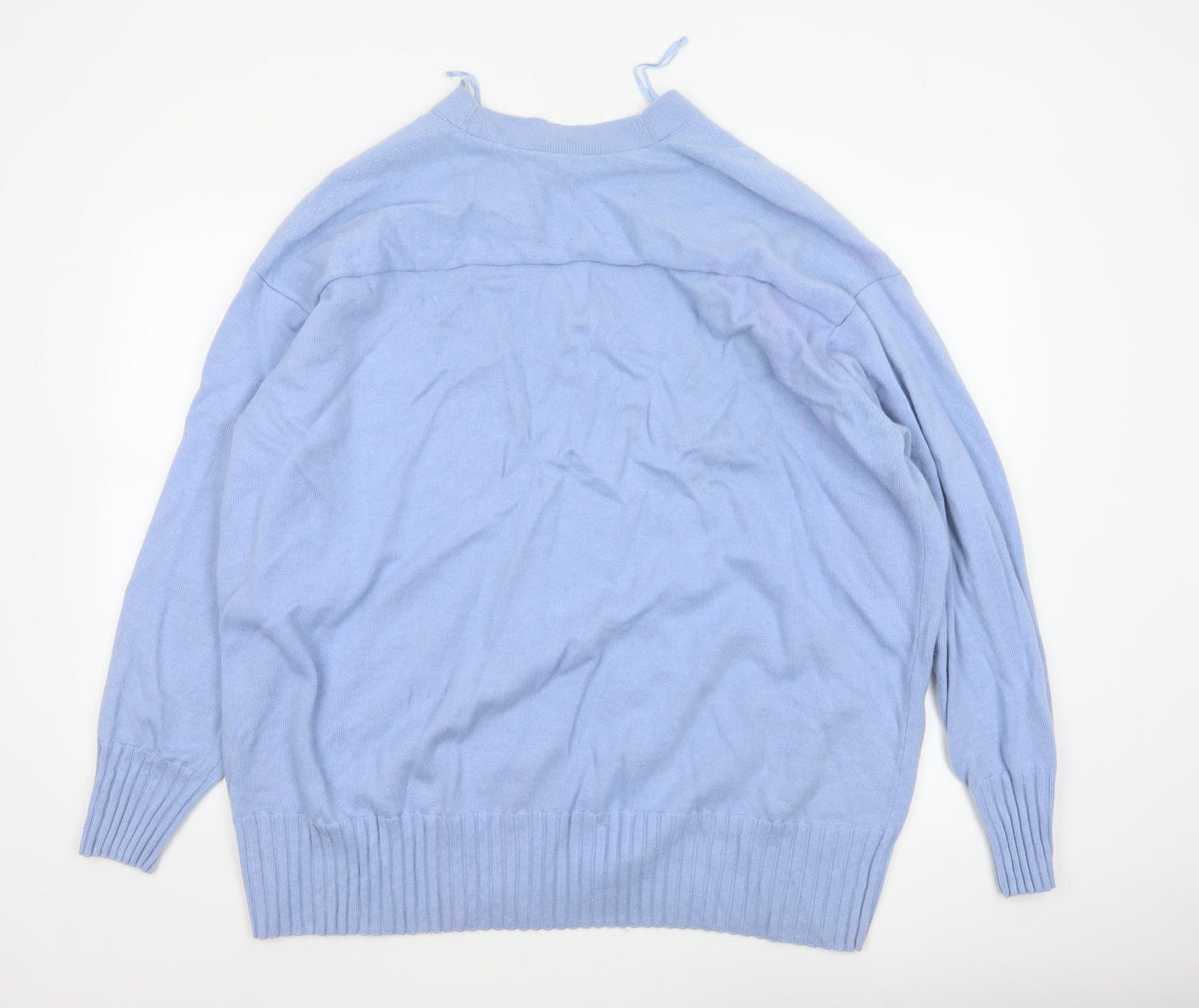 & Other Stories Women Blue L V-Neck Wool Blend Knit Pullover Jumper