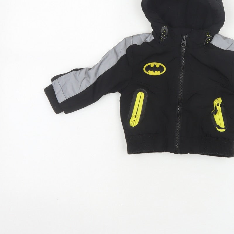 Batman Boys Black 3-6 Months Hooded Ski Jacket Reflective Logo
