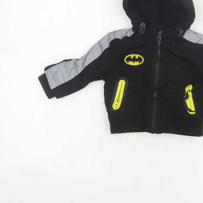 Batman Boys Black 3-6 Months Hooded Ski Jacket Reflective Logo