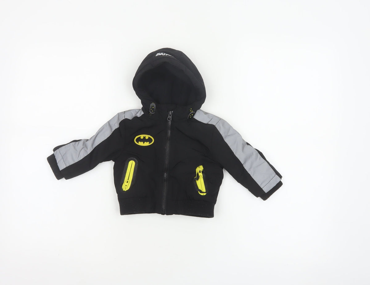 Batman Boys Black 3-6 Months Hooded Ski Jacket Reflective Logo