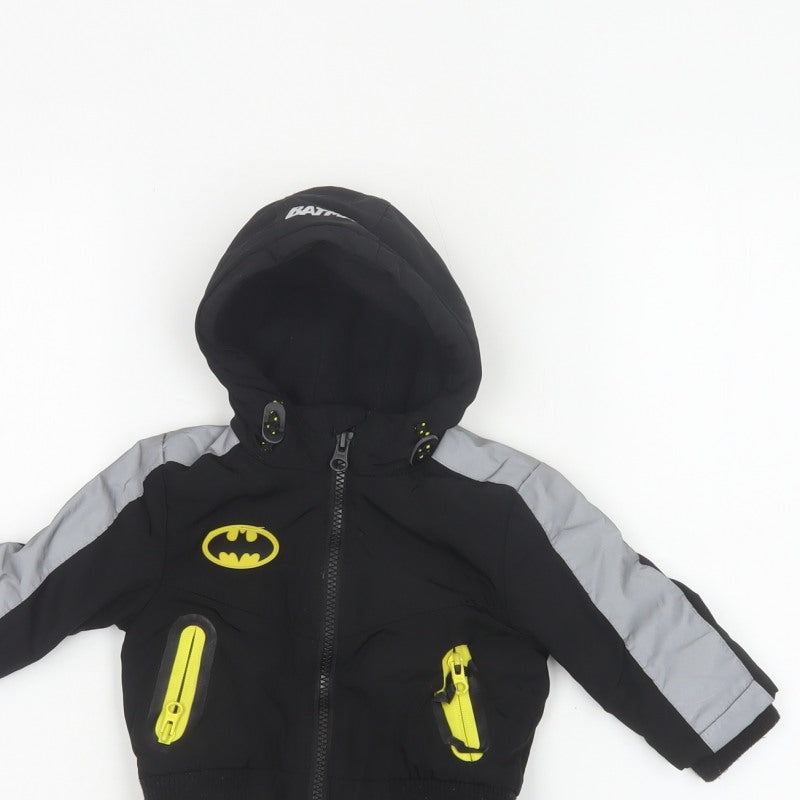 Batman Boys Black 3-6 Months Hooded Ski Jacket Reflective Logo