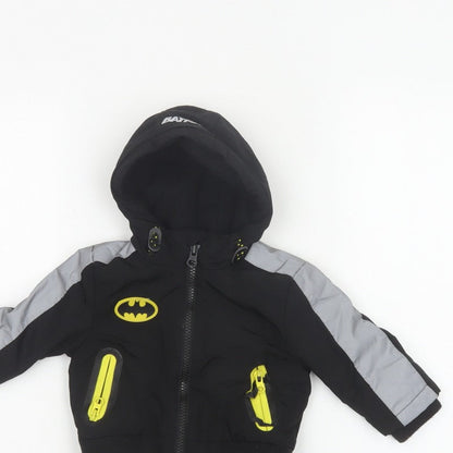 Batman Boys Black 3-6 Months Hooded Ski Jacket Reflective Logo