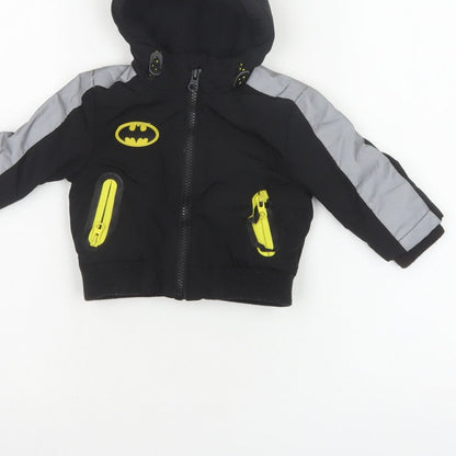 Batman Boys Black 3-6 Months Hooded Ski Jacket Reflective Logo
