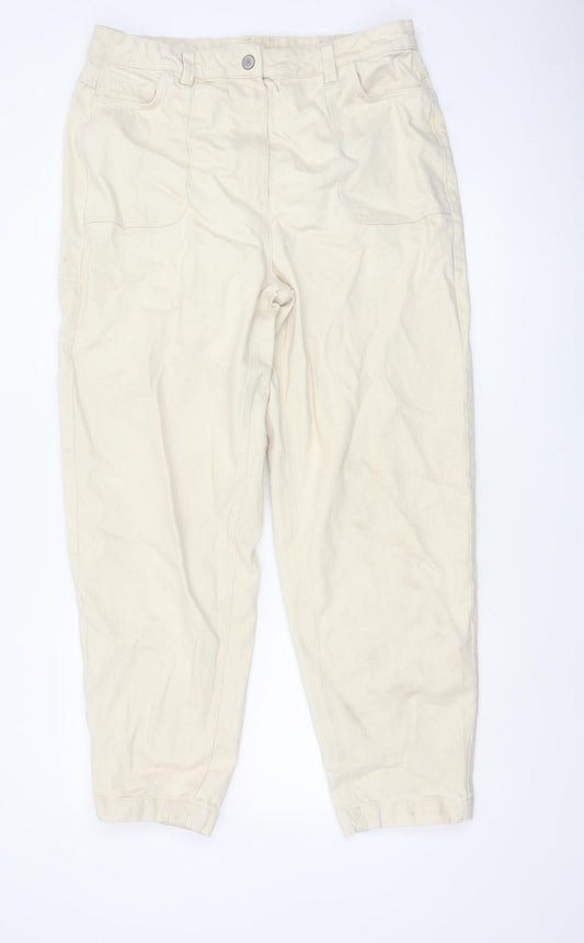 Per Una Women Ivory UK 16 Long High Rise Tapered Jeans