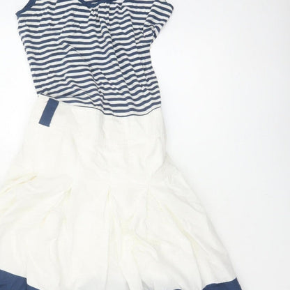 Tom Joule Women Blue White Stripe Fit & Flare Dress UK 10