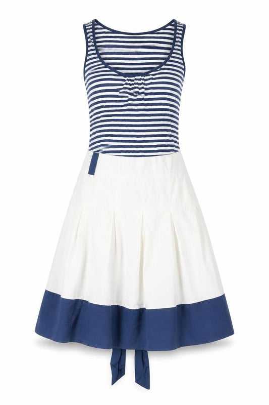 Tom Joule Women Blue White Stripe Fit & Flare Dress UK 10