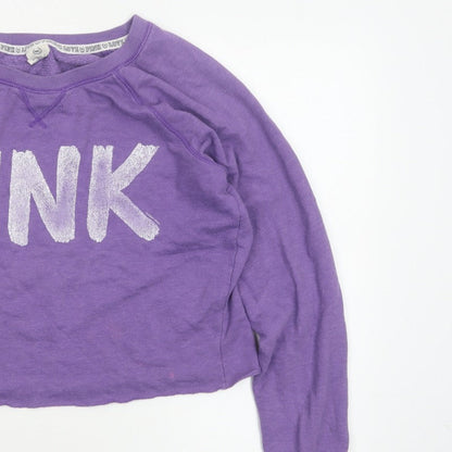 Victoria's Secret PINK Women Purple S Cropped Jersey Long Sleeve Top