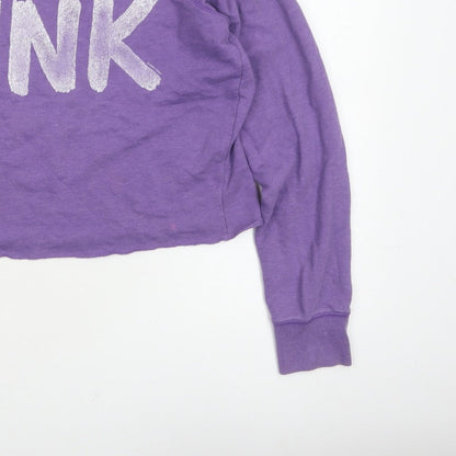 Victoria's Secret PINK Women Purple S Cropped Jersey Long Sleeve Top
