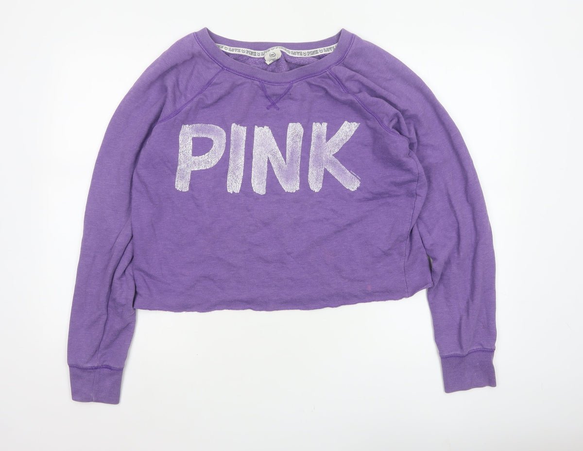 Victoria's Secret PINK Women Purple S Cropped Jersey Long Sleeve Top