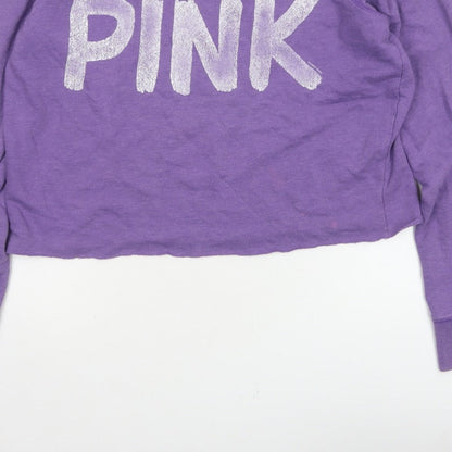 Victoria's Secret PINK Women Purple S Cropped Jersey Long Sleeve Top