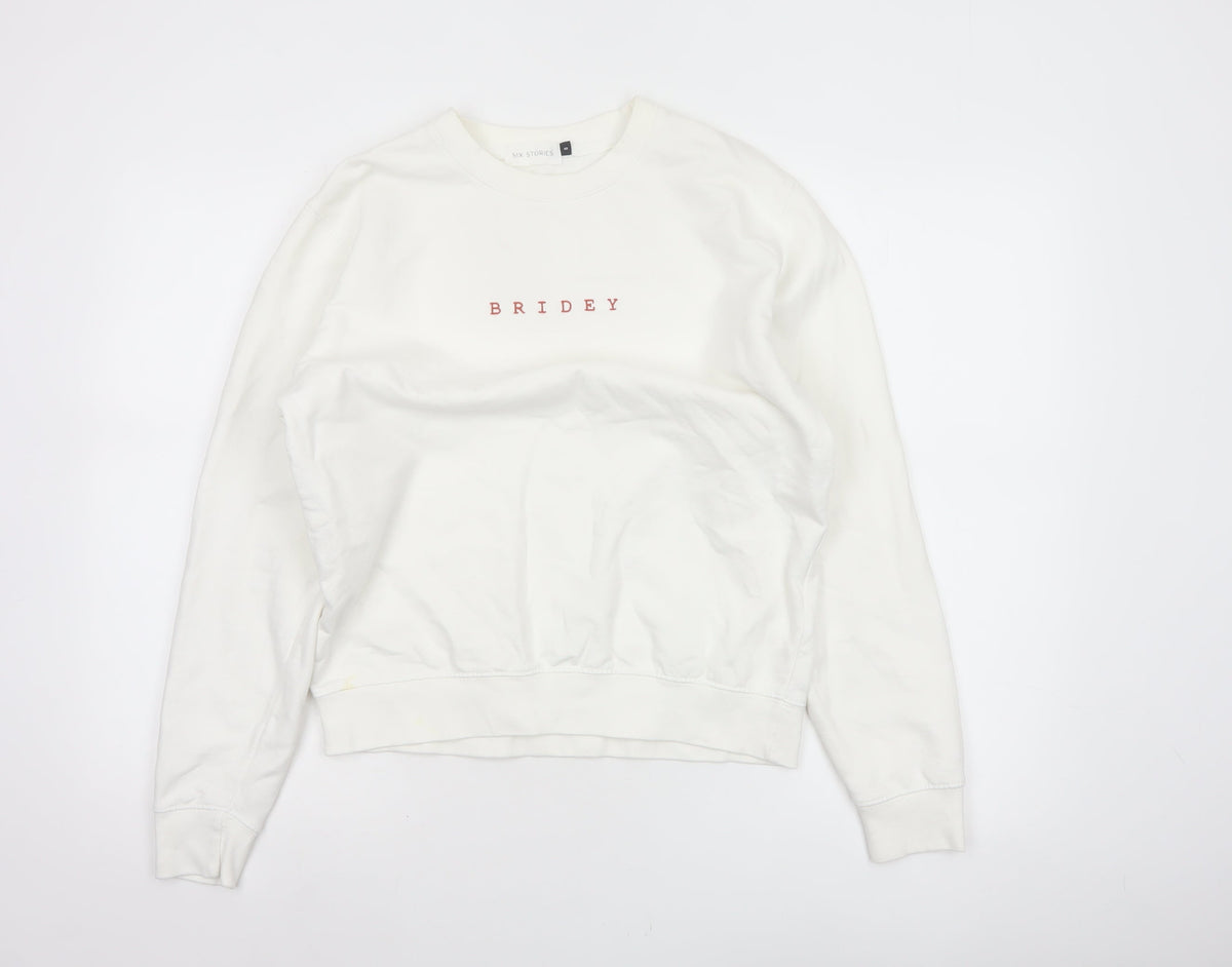 Six Stories Women’s Ivory S Bridey Wedding Crew Neck Pullover Sweatshirt