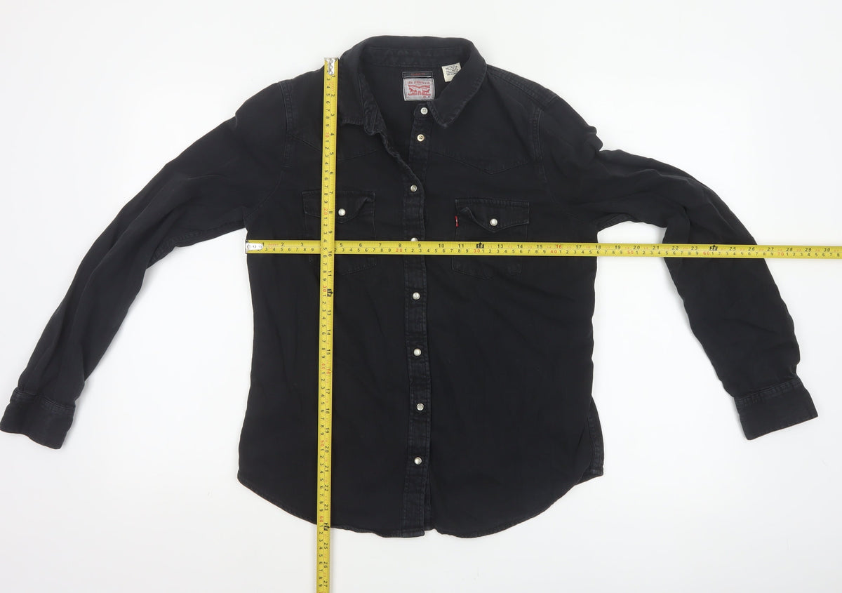 Levi's Women Black M Classic Fit Western Denim Button-Up Shirt