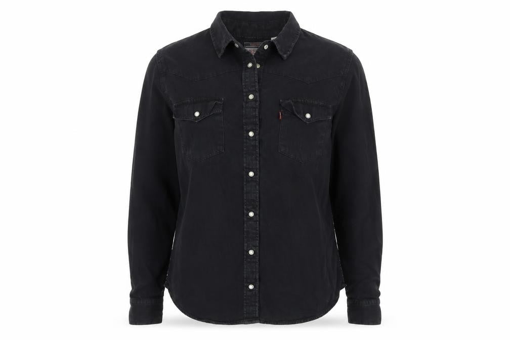 Levi's Women Black M Classic Fit Western Denim Button-Up Shirt