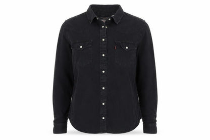 Levi's Women Black M Classic Fit Western Denim Button-Up Shirt