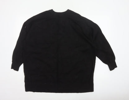 Zara Women Black Size S Graphic Print Crew Neck Knit Jumper