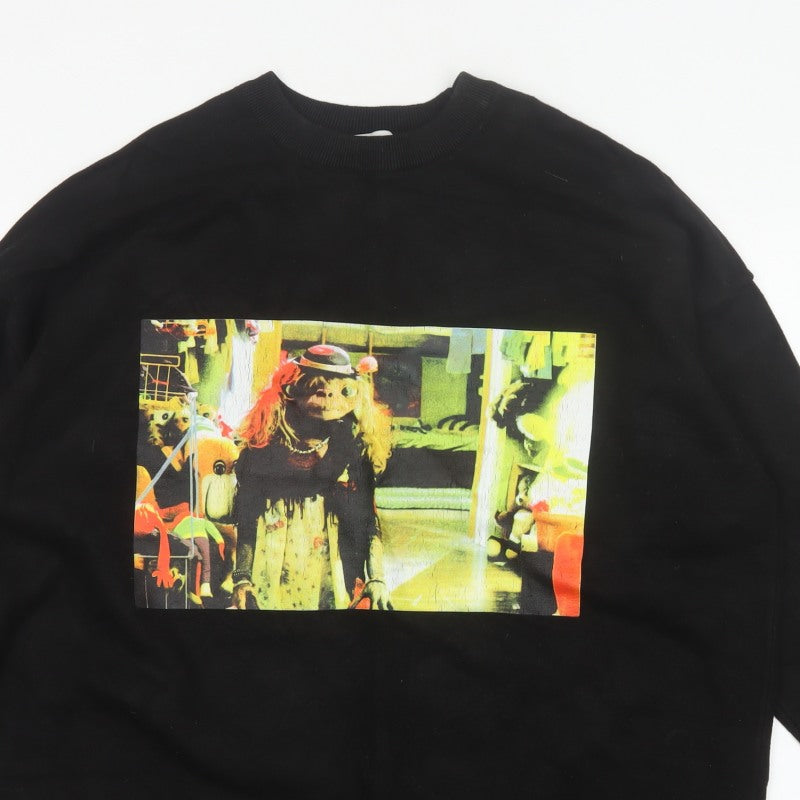 Zara Women Black Size S Graphic Print Crew Neck Knit Jumper