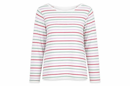 FatFace Women’s Multicoloured Stripe Cotton Long Sleeve T-Shirt UK 10