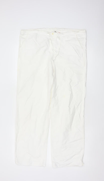 Gap Body Women White S Petite Straight Casual Trousers