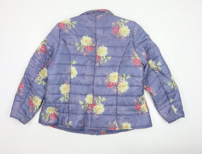Joe Browns Women’s Blue Floral Puffer Jacket UK 24 Quilted Padded
