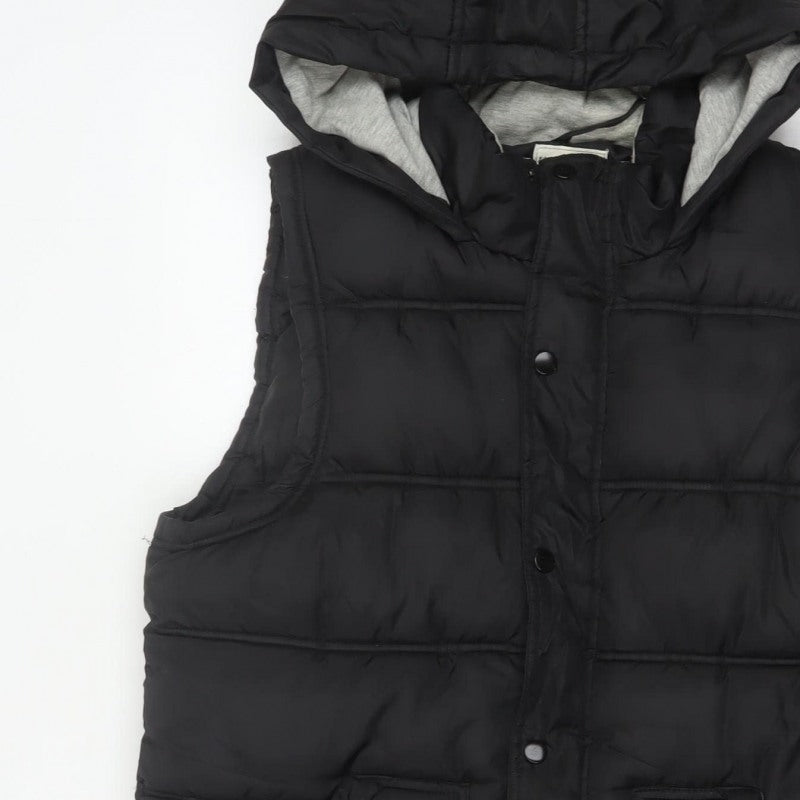 New Look Men Black M Hooded Quilted Puffer Gilet Bodywarmer
