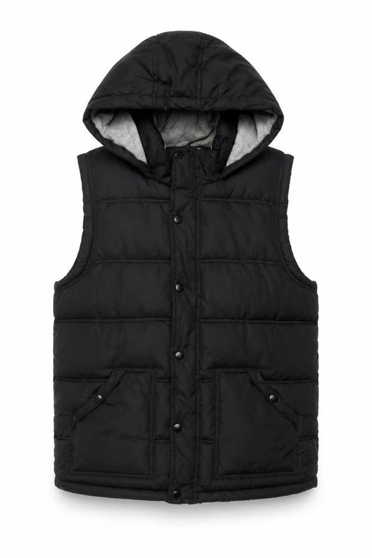 New Look Men Black M Hooded Quilted Puffer Gilet Bodywarmer