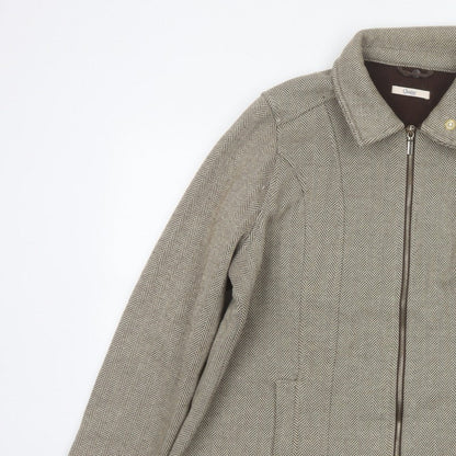 Marks & Spencer Women Brown UK 20 Herringbone Zip Jacket Collared