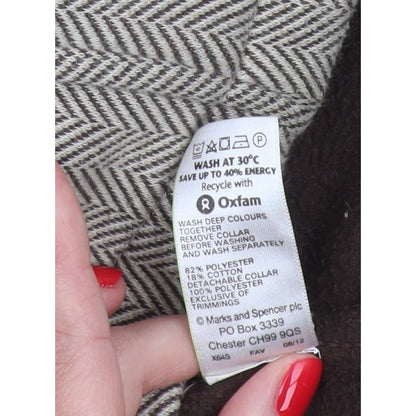 Marks & Spencer Women Brown UK 20 Herringbone Zip Jacket Collared
