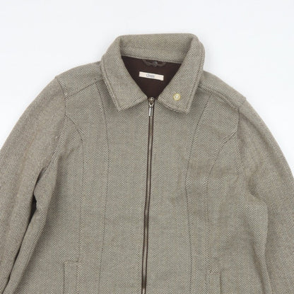 Marks & Spencer Women Brown UK 20 Herringbone Zip Jacket Collared