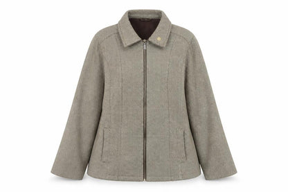 Marks & Spencer Women Brown UK 20 Herringbone Zip Jacket Collared