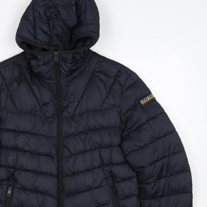 Napapijri Men’s Blue S Hooded Quilted Puffer Jacket
