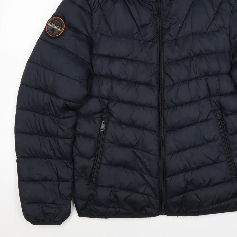 Napapijri Men’s Blue S Hooded Quilted Puffer Jacket
