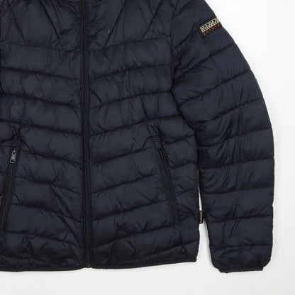 Napapijri Men’s Blue S Hooded Quilted Puffer Jacket