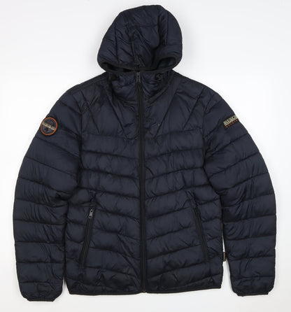 Napapijri Men’s Blue S Hooded Quilted Puffer Jacket