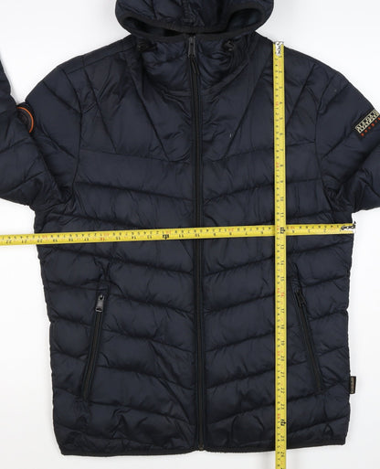 Napapijri Men’s Blue S Hooded Quilted Puffer Jacket