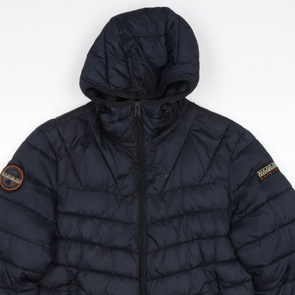 Napapijri Men’s Blue S Hooded Quilted Puffer Jacket