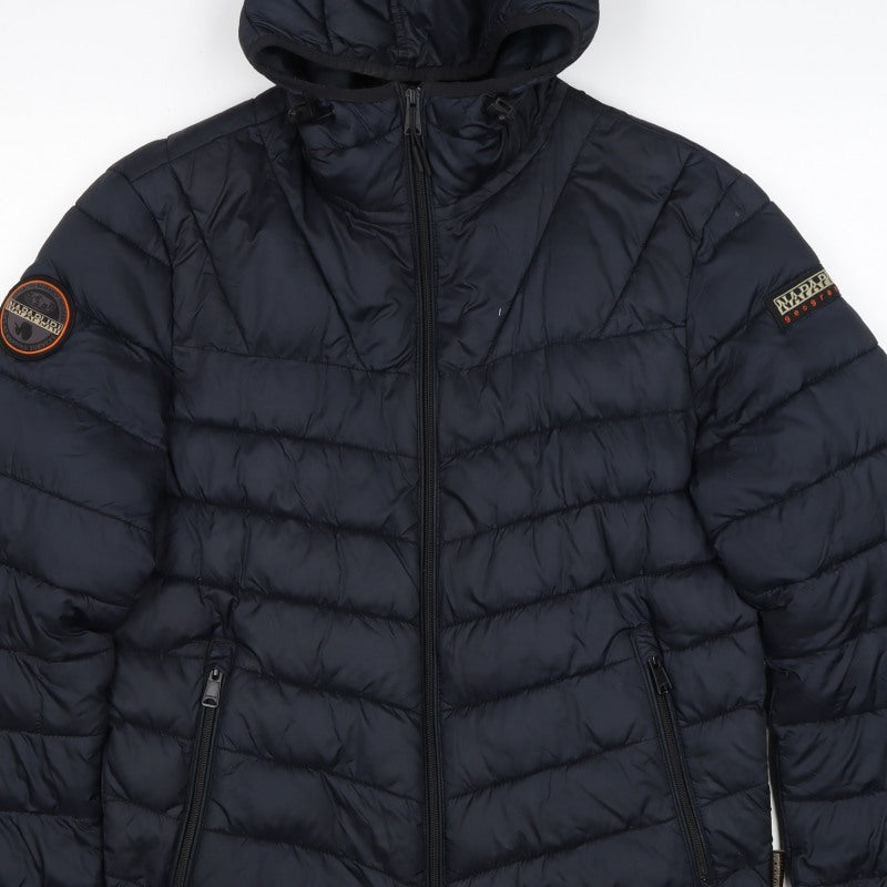 Napapijri Men’s Blue S Hooded Quilted Puffer Jacket
