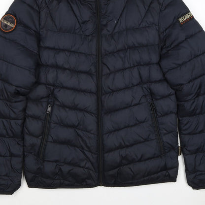 Napapijri Men’s Blue S Hooded Quilted Puffer Jacket