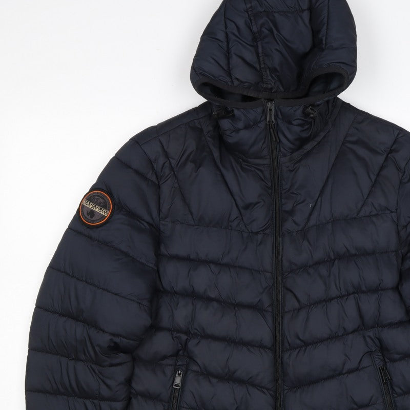 Napapijri Men’s Blue S Hooded Quilted Puffer Jacket