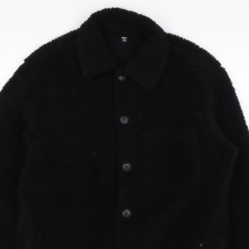 UNIQLO Women’s Black XS Teddy Fleece Button Jacket Collared